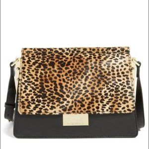 Vince Camuto Leopard Print Black Leather Purse Medium